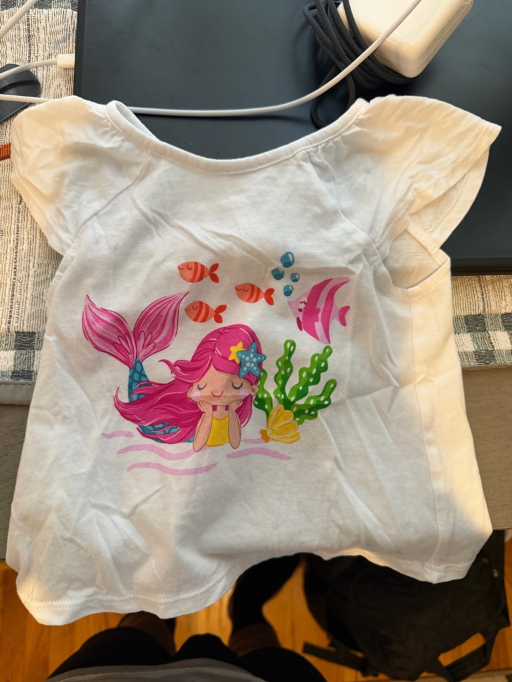 Mayoral White Tee with Pink Mermaid and Underwater Scene